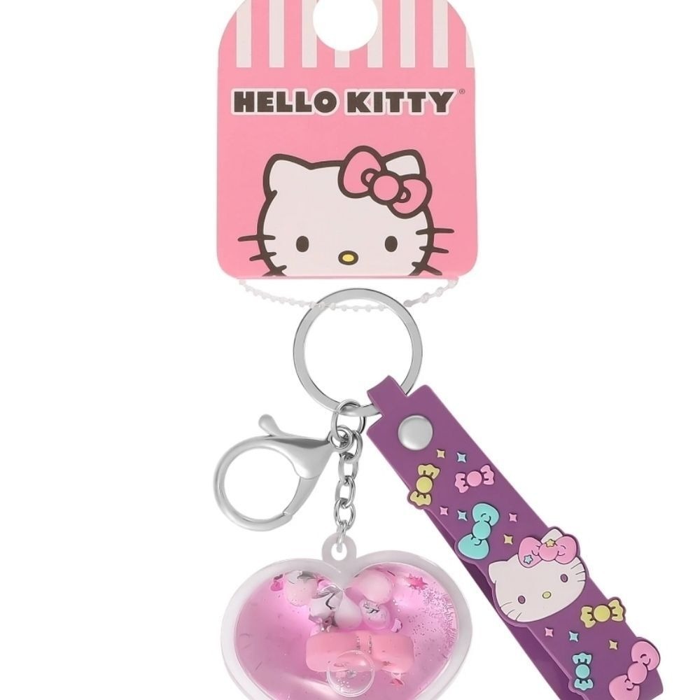 Hello Kitty By Sanrio Heart Glitter Liquid Keychain/Charm Set